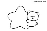 cute bear outline SVG | bear with st, an Illustration by TheHitShop (Thumbnail 1 of 10)