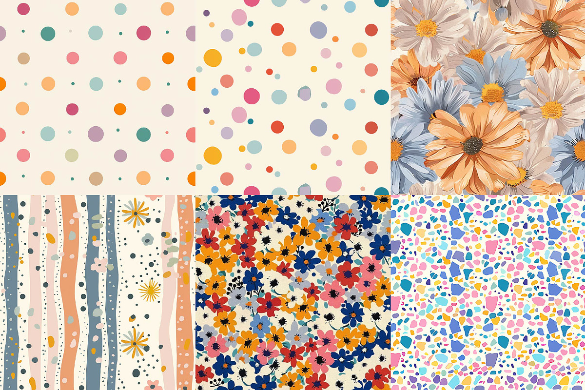 Floral Summer Digital Paper Bundle, a Texture Illustration by DreamPrint404 (Photo 5 of 7)