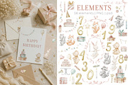 Vintage Birthday Party Clipart, a Seasonal Illustration by Alisles (Thumbnail 2 of 11)