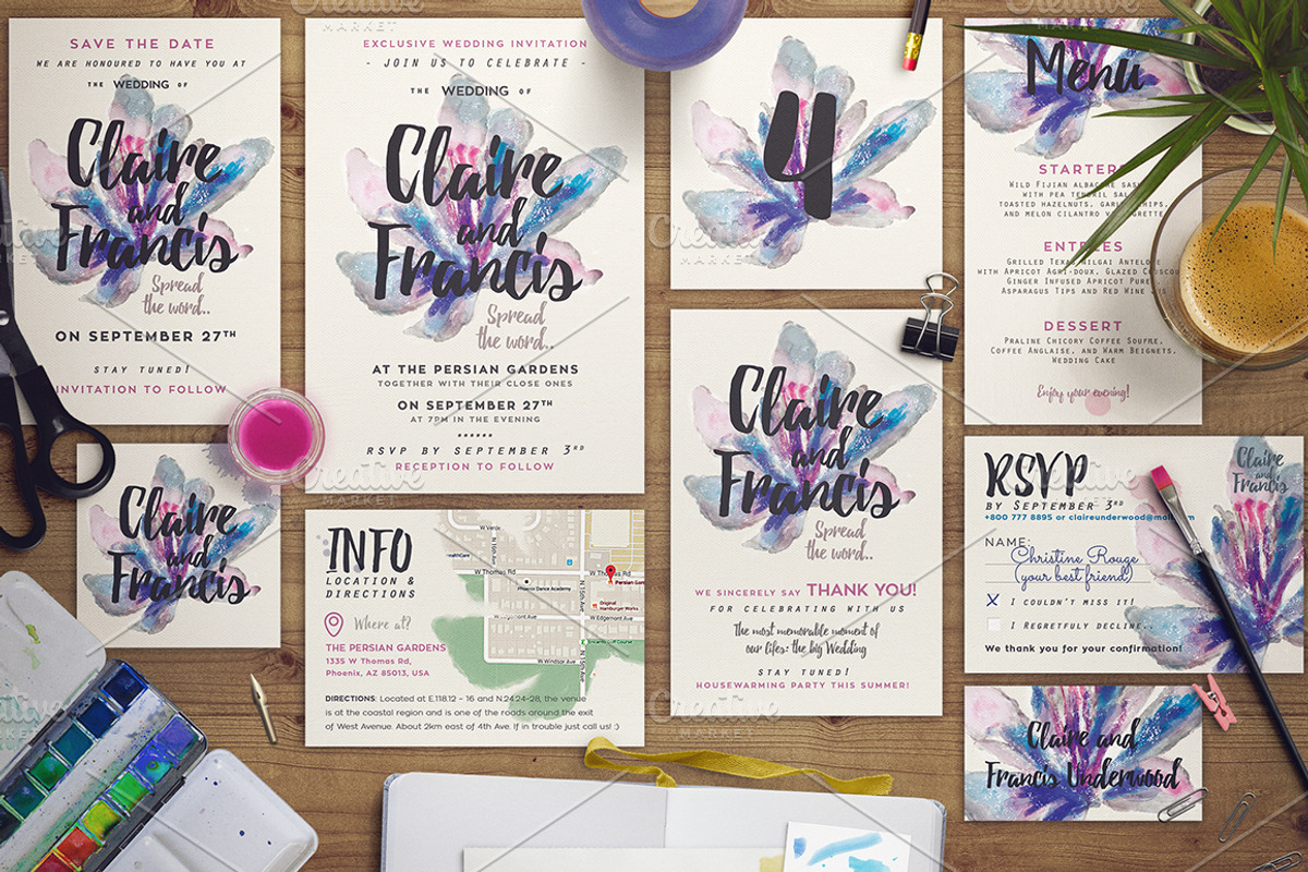 Dreamy Watercolor Wedding Suite II, an Invitation Template by The Wedding Shop (Photo 2 of 10)