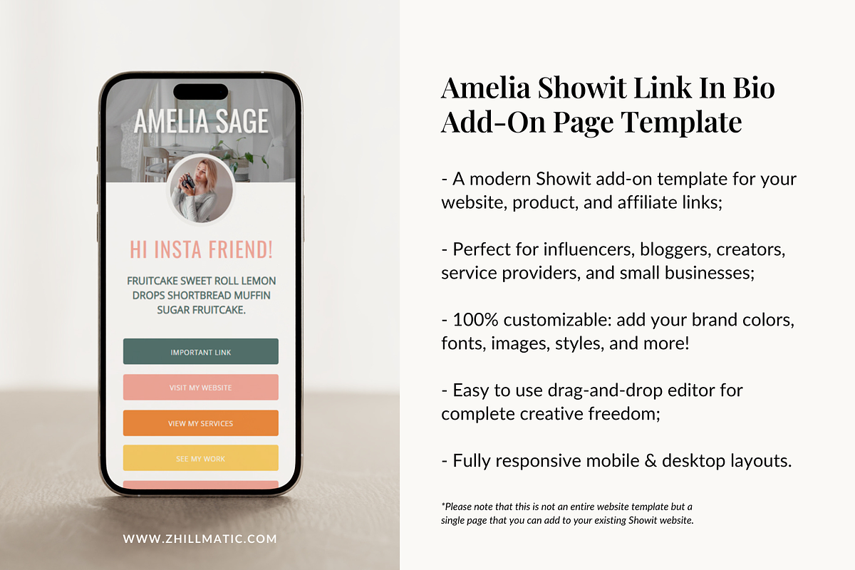 Showit Link In Bio Page Template, a Landing Page Template by Zhillmatic (Photo 2 of 6)