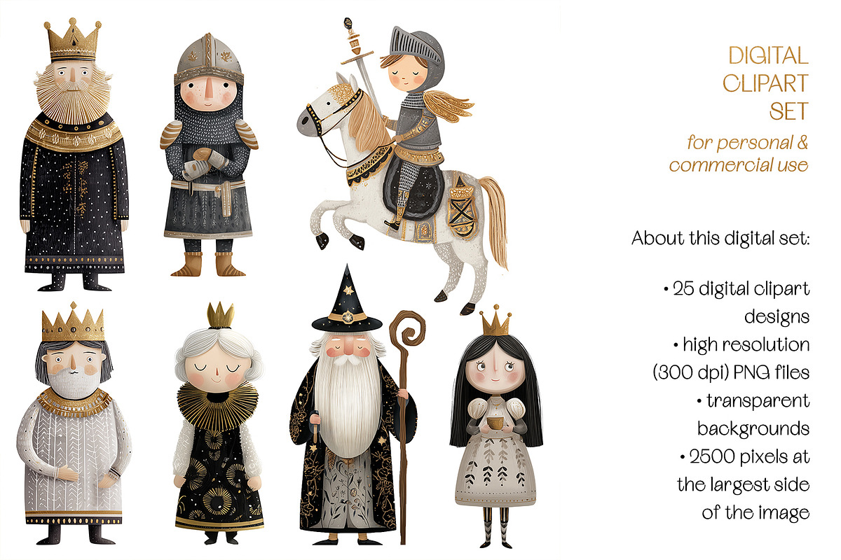 Golden Kingdom Storybook Clipart, a Decorative Illustration by The Dutch Lady Designs (Photo 6 of 10)