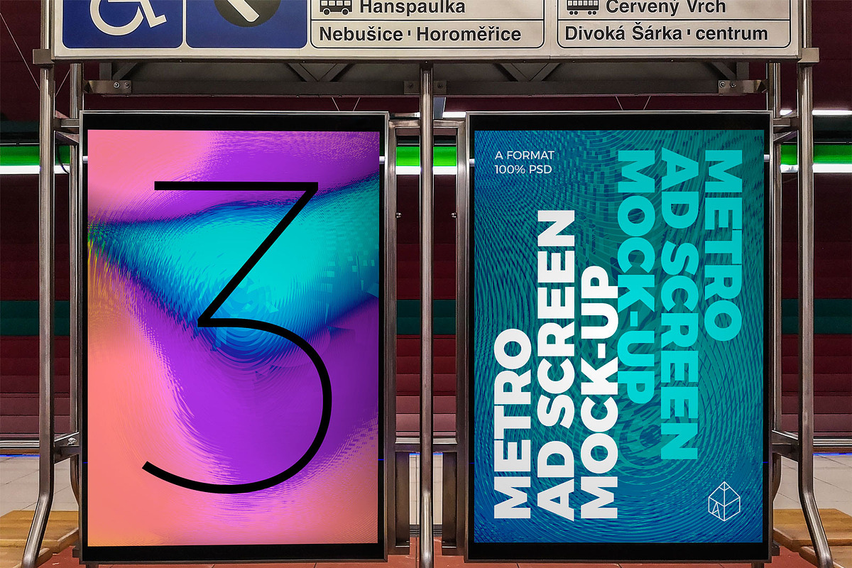 Metro Ad Screen Mock-Ups 7 v1, an Advertising Mockup by Graphic Shelter (Photo 1 of 3)