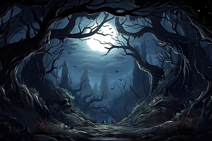 dark green magical forest frame