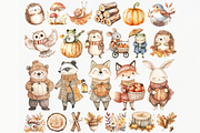 Whimsical Woodland Clipart Fall, an Animal Illustration by ClipArtCharm (Thumbnail 2 of 6)