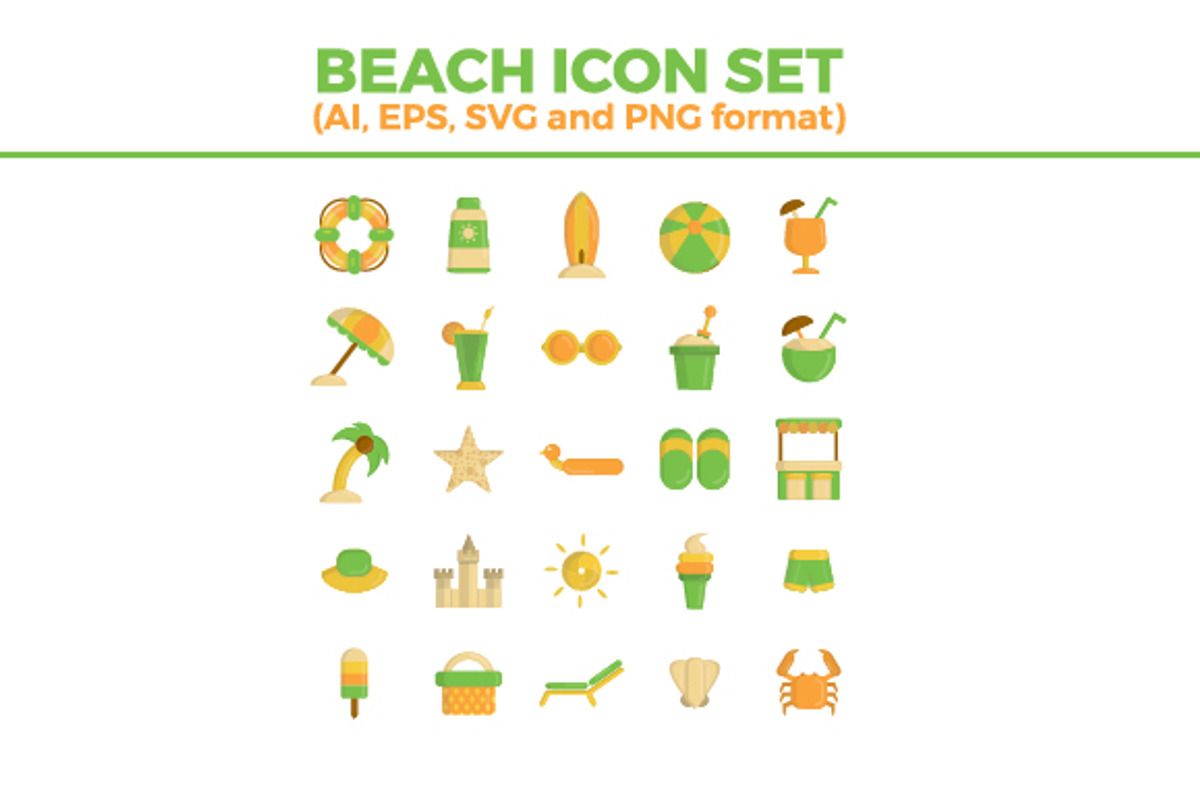 Beach Icon Set, an Icon by Rudez Studio