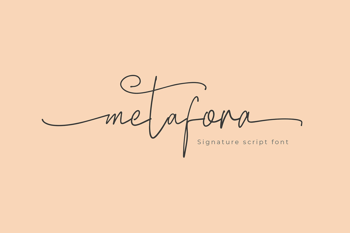 Metafora Signature Script Font, a Script Font by NTC Graphic (Photo 1 of 9)