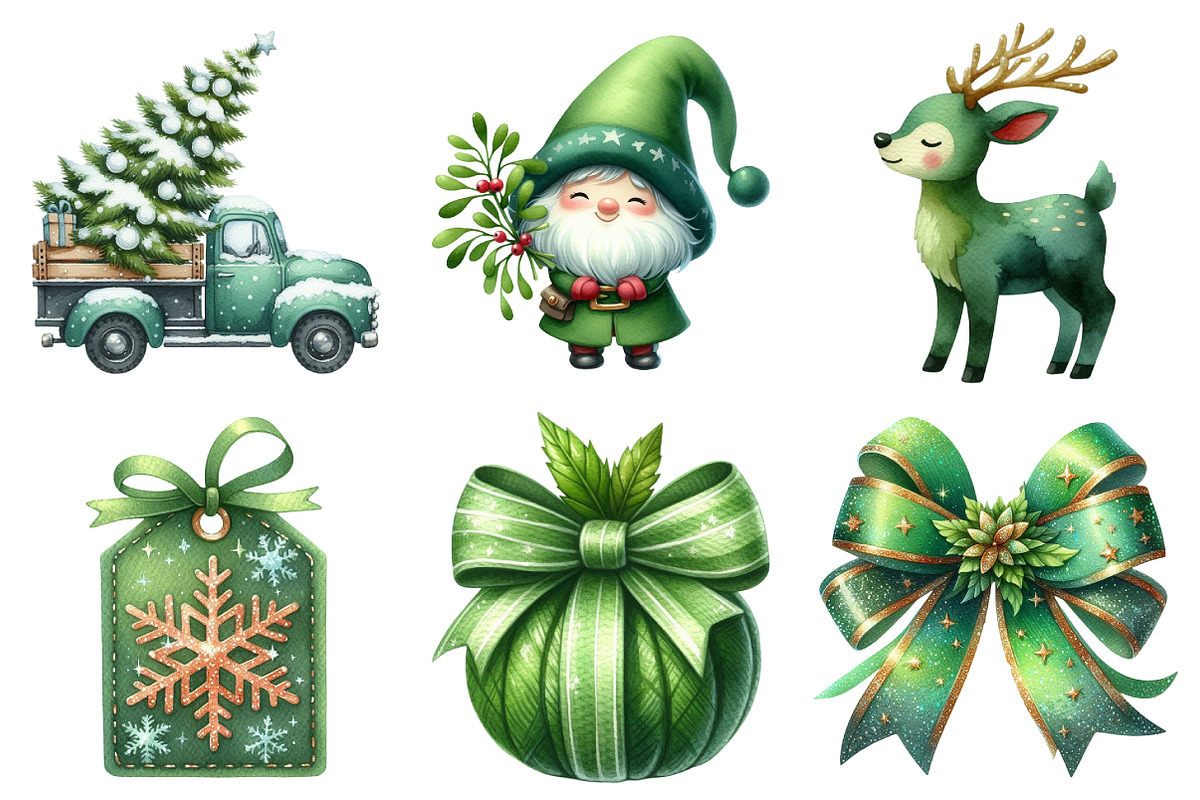Green Christmas Sublimation Clipart, an Illustration by Daily.Designs (Photo 4 of 5)