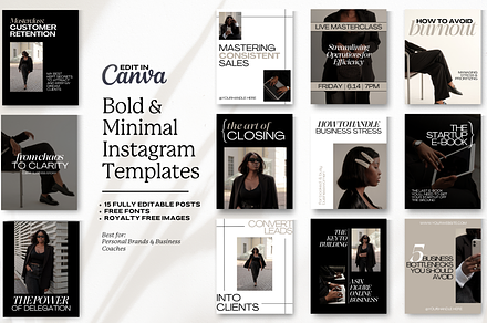 Bold & Minimal IG Post Templates, a Social Media Template by Superlunar Design Co