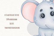 Watercolor Baby Elephant Clipart, a Decorative Illustration by ekossa_art (Thumbnail 4 of 8)