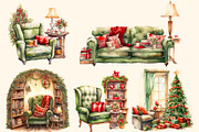 Cozy Christmas watercolour clipart, an Illustration by Hello My Print (Thumbnail 6 of 9)