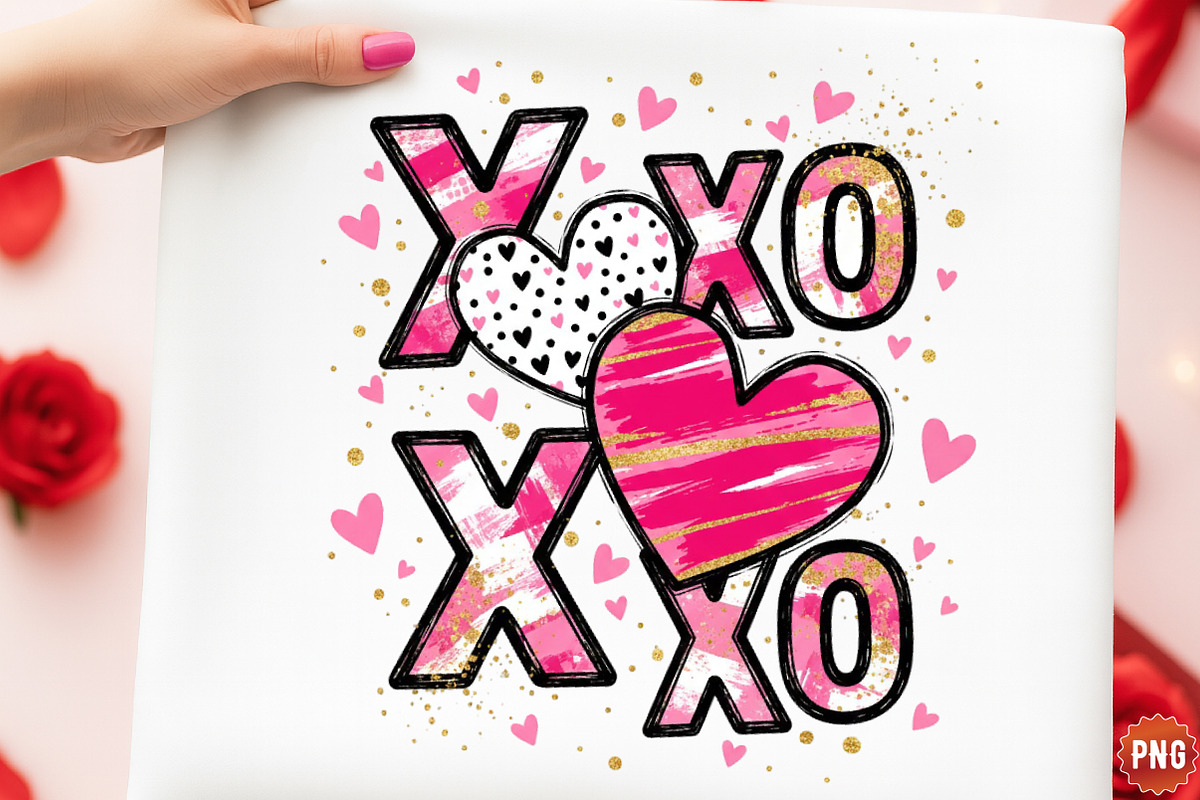XOXO Valentine Day Heart PNG, an Illustration by SinaCreation (Photo 1 of 11)