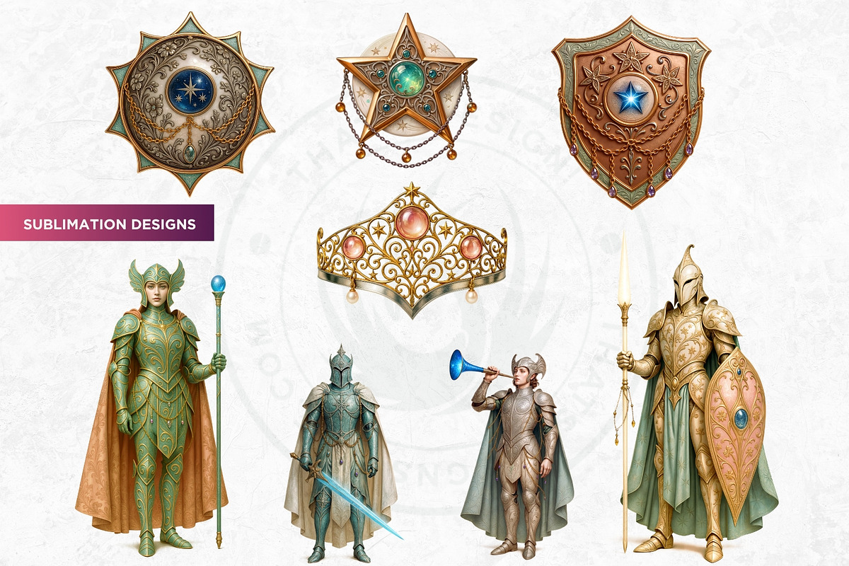 Art Nouveau Celestial Voyagers PNG, a Decorative Illustration by ThatsDesignArt (Photo 9 of 10)
