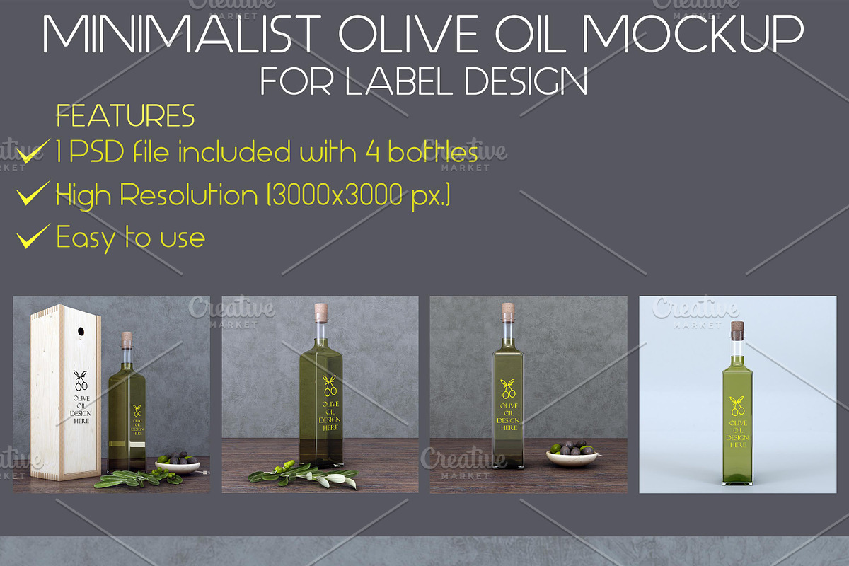Minimalist Olive Oil Mockup Set, a Cups & Container Mockup by desgiant (Photo 5 of 5)