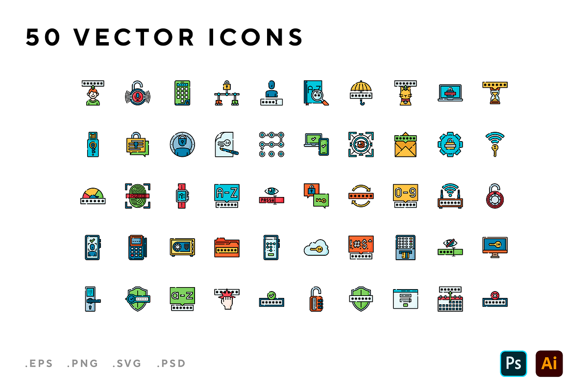 Password icons, an Outline Icon by Wencory (Photo 1 of 2)