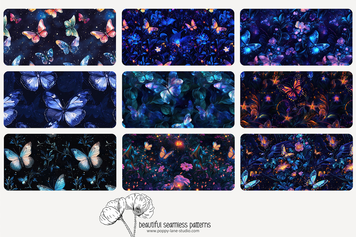 80 magic butterfly seamless pattern, a Pattern Graphic by Poppy Lane Studio (Photo 2 of 11)