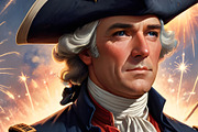 Patriot Man and American Flag 1776, a Person Illustration by Sharon Schwalbe (Thumbnail 2 of 4)