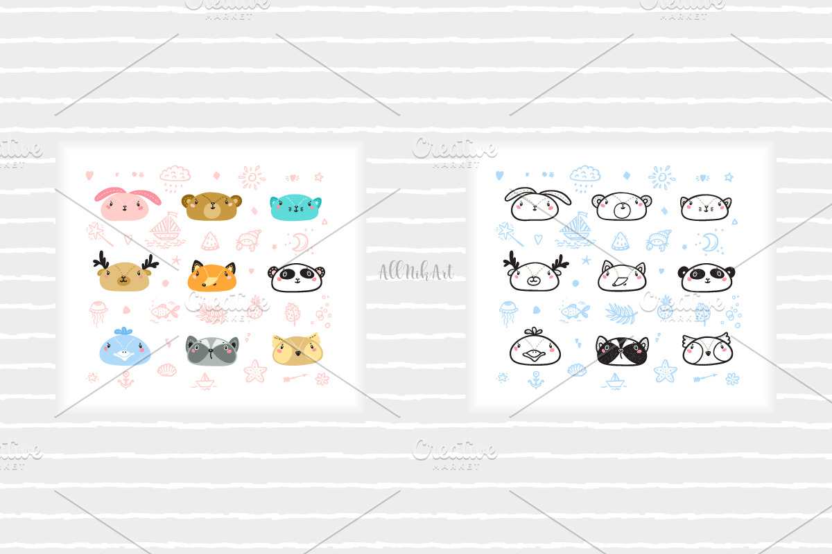 Cute Animal Illustrations & Patterns, a Pattern Graphic by AllNikArt (Photo 10 of 15)