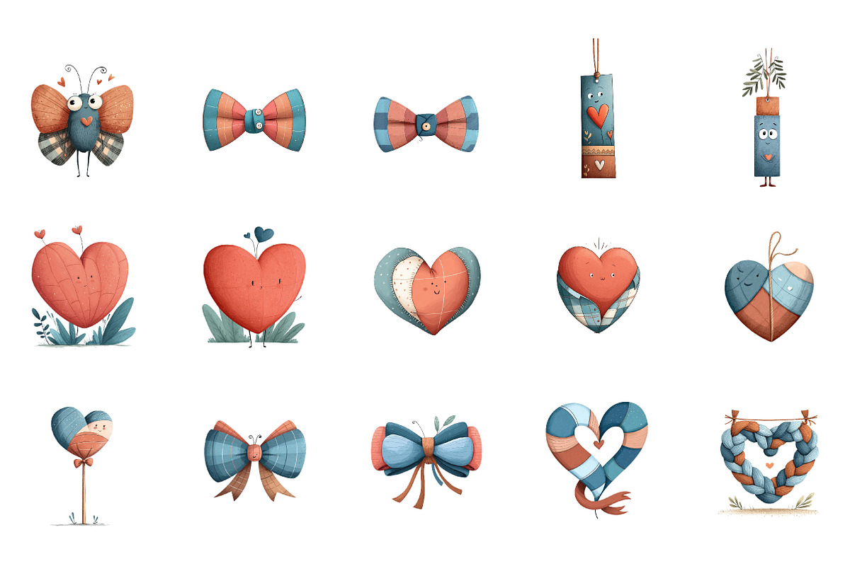 Glitter Plaid Valentine Clipart, an Illustration by DreamArtGraphic (Photo 3 of 4)