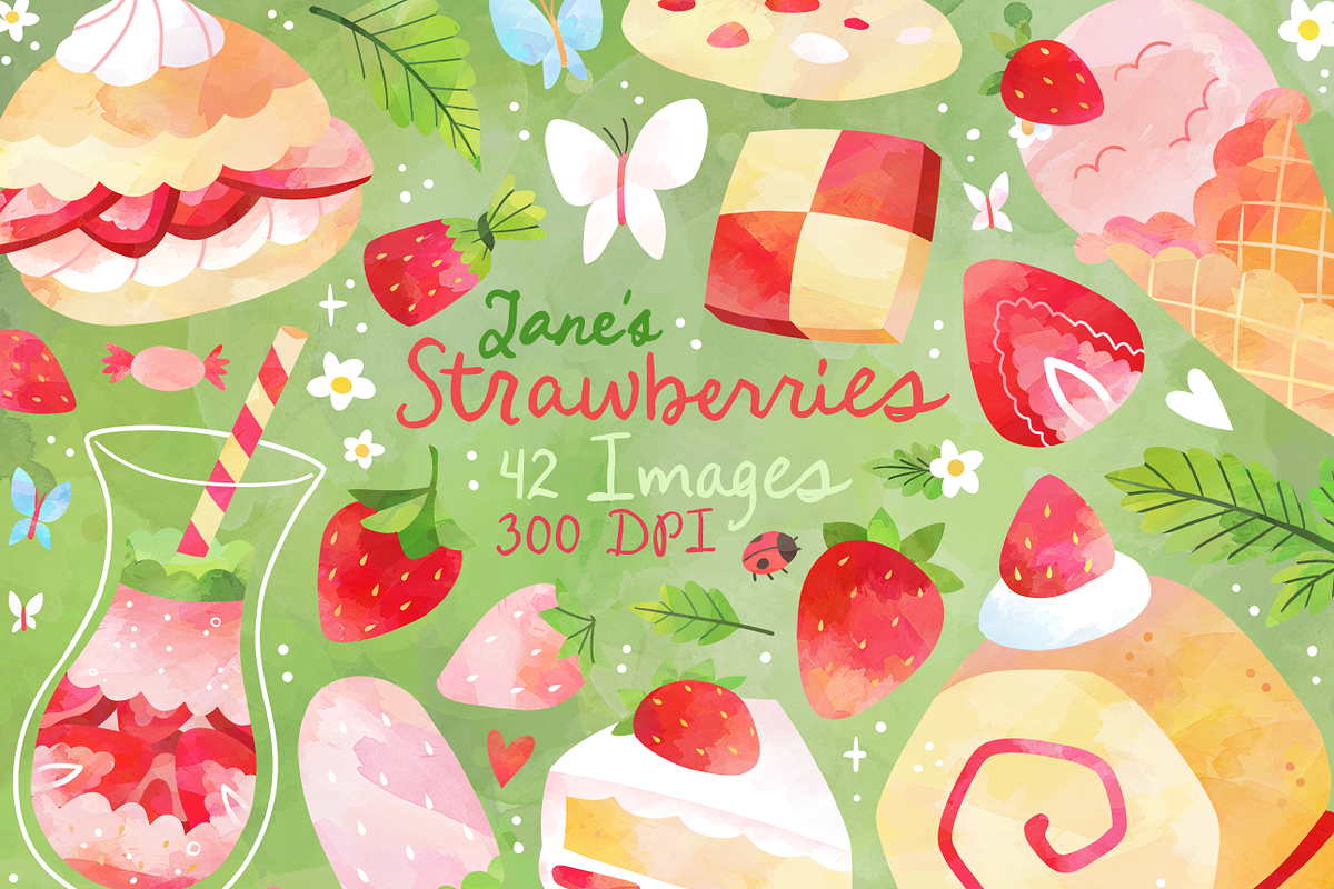 Strawberries Clipart, an Illustration by DigitalArtsi (Photo 1 of 4)