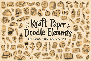 Kraft Paper Scrapbook Doodle Clipart
