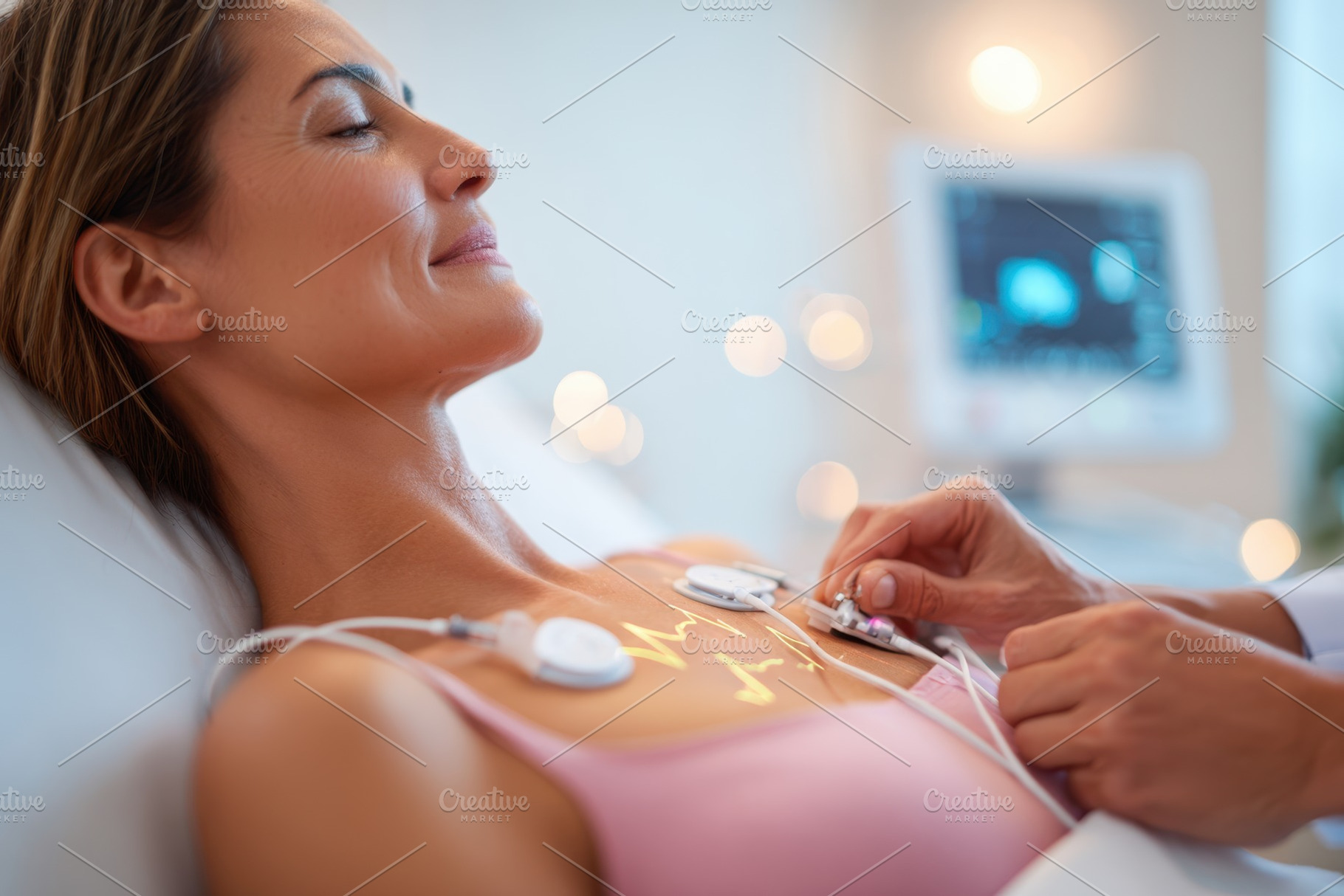 Patient undergoing ECG test in hospital setting, a Health & Medical Photo by AlyaAnd