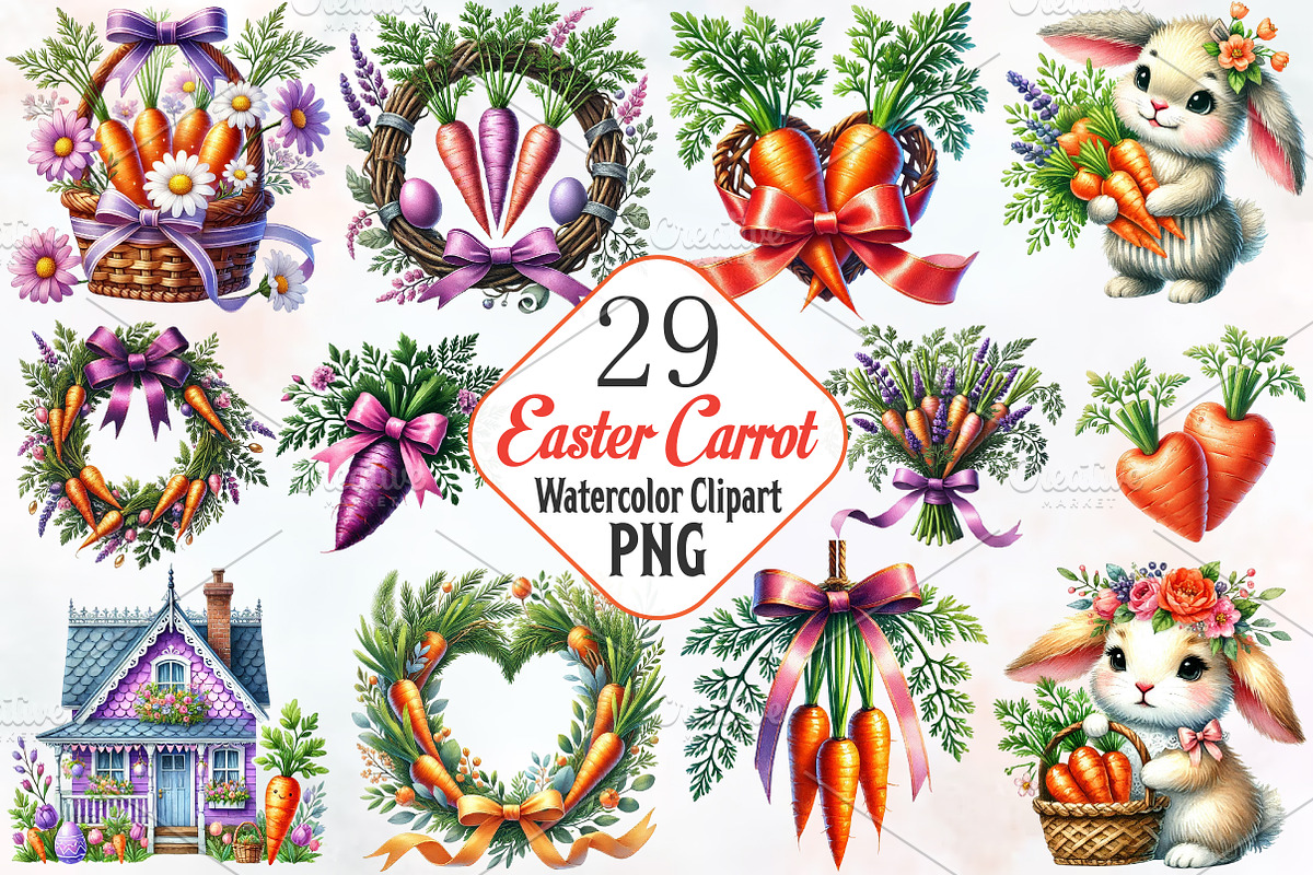 Easter carrot clipart, an Illustration by RobertsArt (Photo 1 of 7)