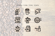 Coffee time line icons, an Outline Icon by Lyolya Profitrolya (Thumbnail 1 of 2)