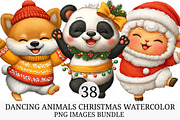 Dancing Animals Christmas Watercolor, an Illustration by Craft Nest (Thumbnail 1 of 11)