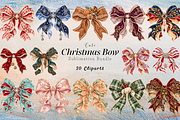 Cute Christmas Bow Clipart Bundle, a Decorative Illustration by Ink Gallery (Thumbnail 1 of 11)