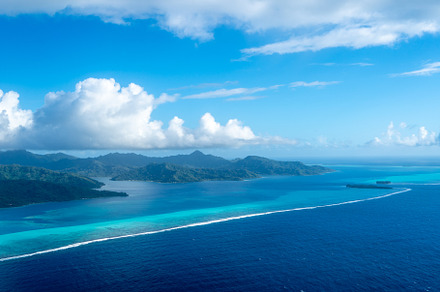 Aerial view of Tahaa island, French Polynesia, with turquoise la, a Nature Photo by GoodGoods