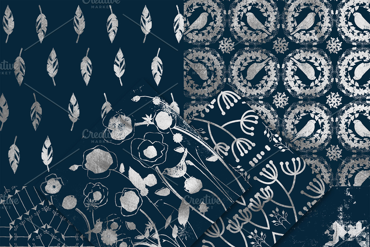 Digital Navy and Silver Paper preview 3
