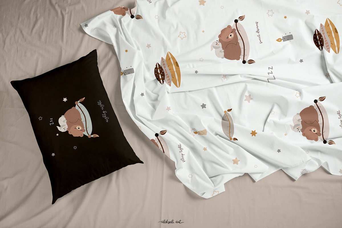 Sleeping Baby Animals Collection, an Animal Illustration by AlekseliArt (Photo 10 of 12)