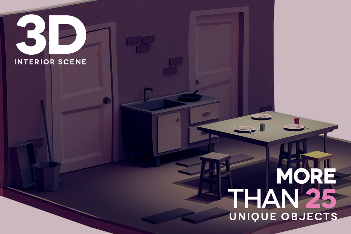 LOW POLY INTERIOR [25+ UNIQ OBJECTS], a Furniture 3D Model by mkleine shop (Photo 2 of 10)