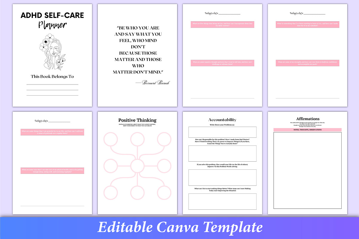 Ultimate ADHD Self-Care Planner, a Stationery Template by Mustafiz (Photo 2 of 8)
