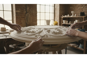 Artisans working on large ornate, an Architecture Photo by Igor Tichonow