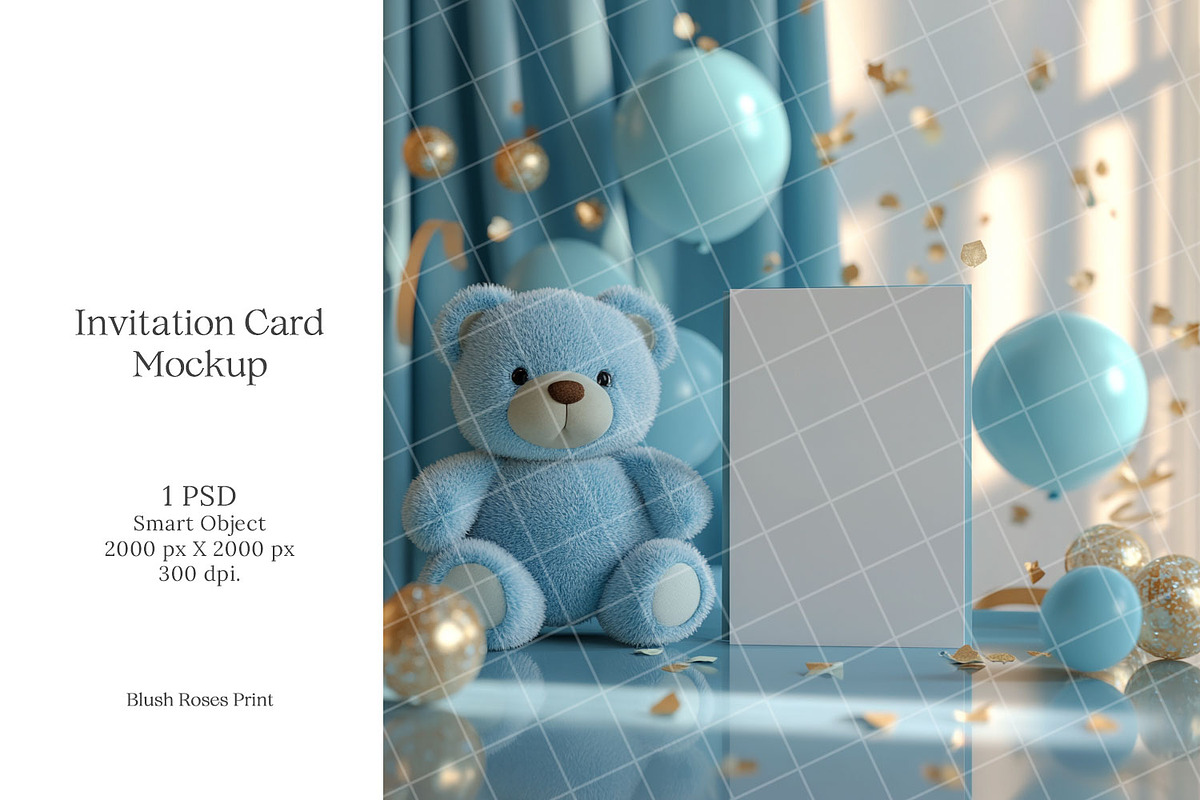 Boy baby shower invitation mockup PS, an Advertising Mockup by Blush Roses Print (Photo 1 of 8)