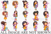 Quirky Girl With Teddy Bunny Clipart, an Illustration by Canvas Craft (Thumbnail 3 of 7)