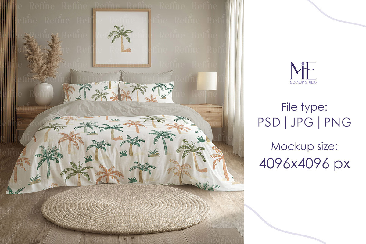 Bedding Duvet & Pillow Cover Mockup, a Household Mockup by Mie Mockup Studio (Photo 4 of 5)