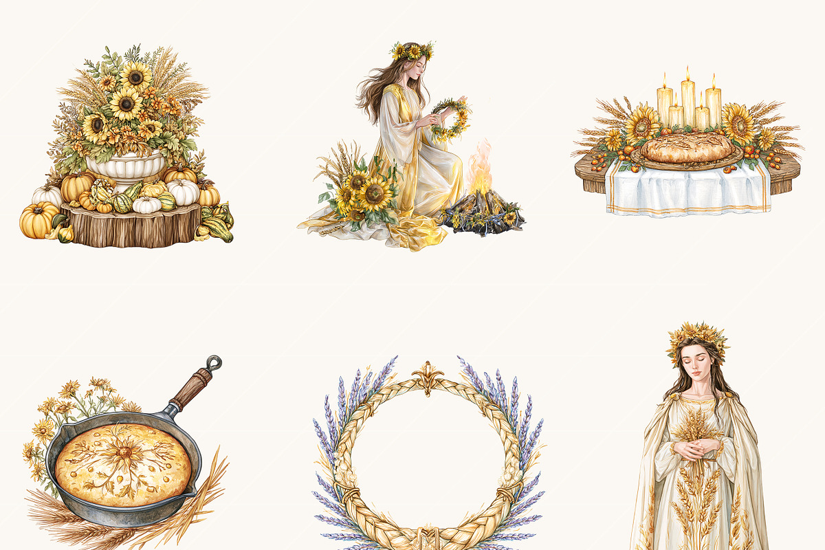 Watercolor Fall Harvest Clipart, an Object Illustration by BusyDaydesign (Photo 6 of 9)