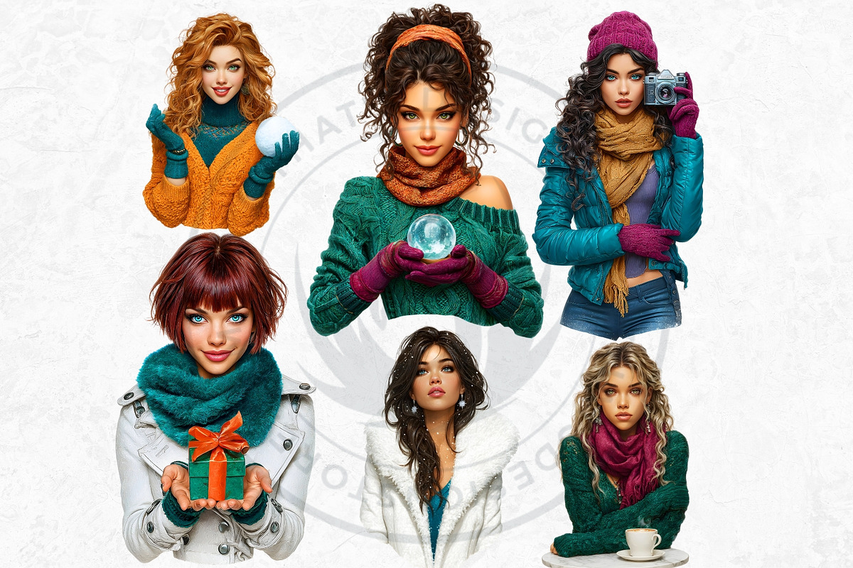 Modern Winter girls cliparts, a Seasonal Illustration by ThatsDesignArt (Photo 13 of 18)