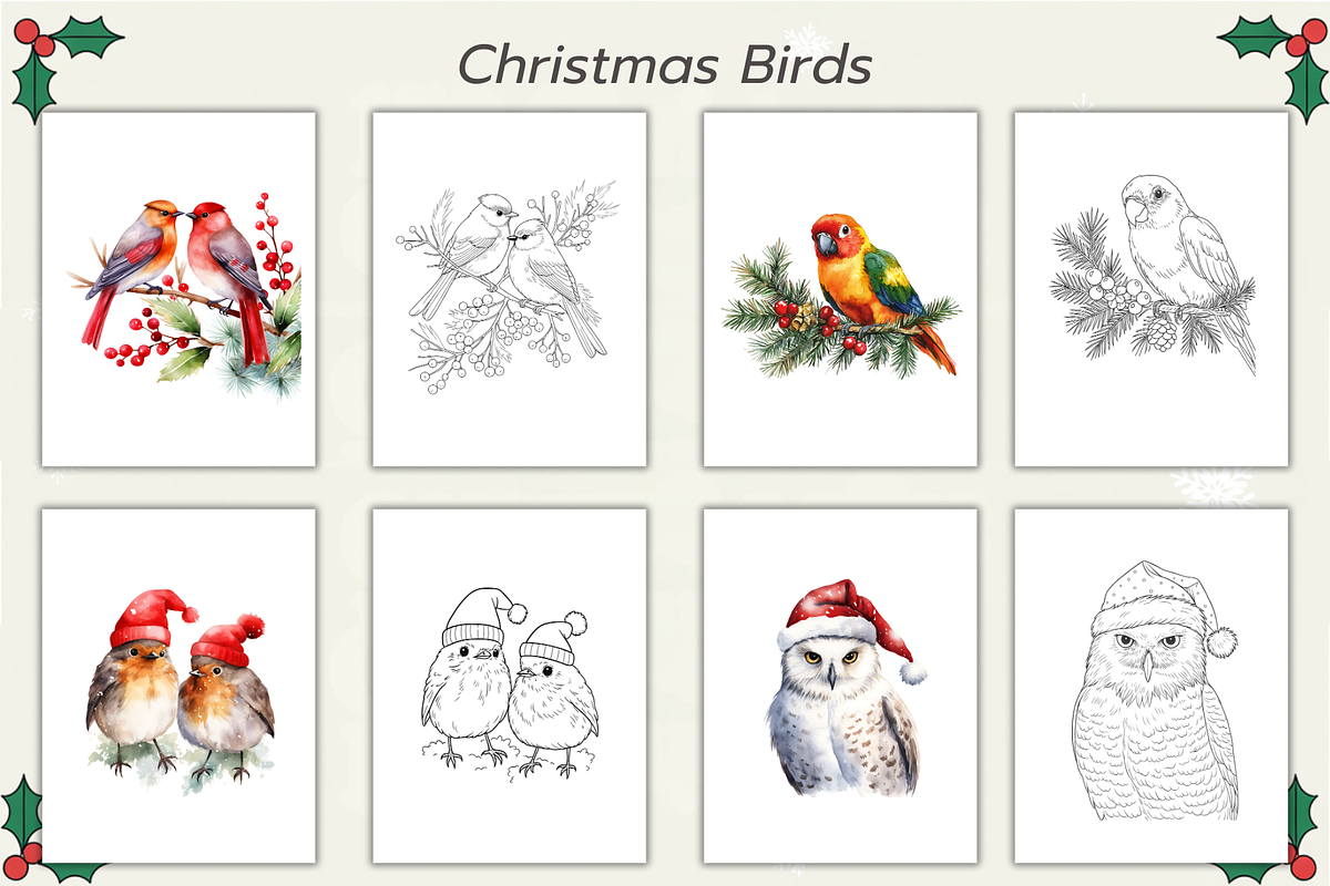 150 Christmas Coloring Pages Bundle, a Seasonal Illustration by Daffodil Dream Studio (Photo 7 of 18)
