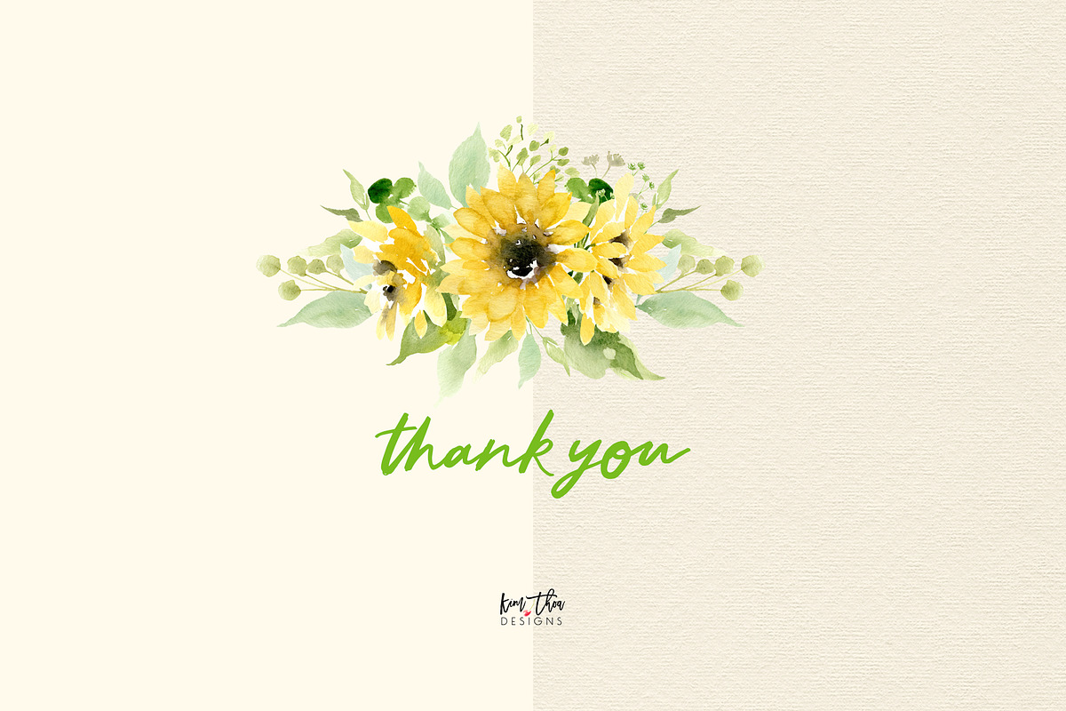 Sunflowers with Greenery Watercolor, an Illustration by Kim Thoa Designs (Photo 8 of 8)