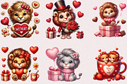 Valentine Cute Lion Clipart Bundle, a Seasonal Illustration by Craft Nest (Thumbnail 2 of 3)