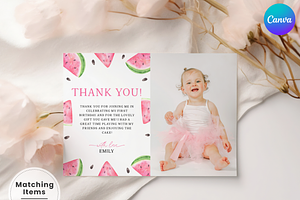 Watermelon Birthday Photo Thank You, an Invitation Template by Digital_Mind
