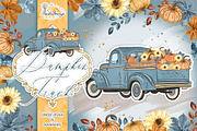 Pumpkin Truck Blue design, an Illustration by designloverstudio (Thumbnail 4 of 4)