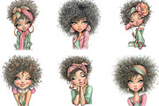 Afro Woman Clipart Bundle, an Illustration by Designking (Thumbnail 3 of 5)