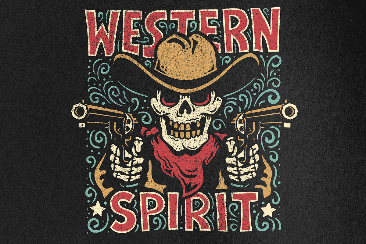 Western Cowboy Skull Print, a Decorative Illustration by Agor2012 shop (Photo 1 of 8)