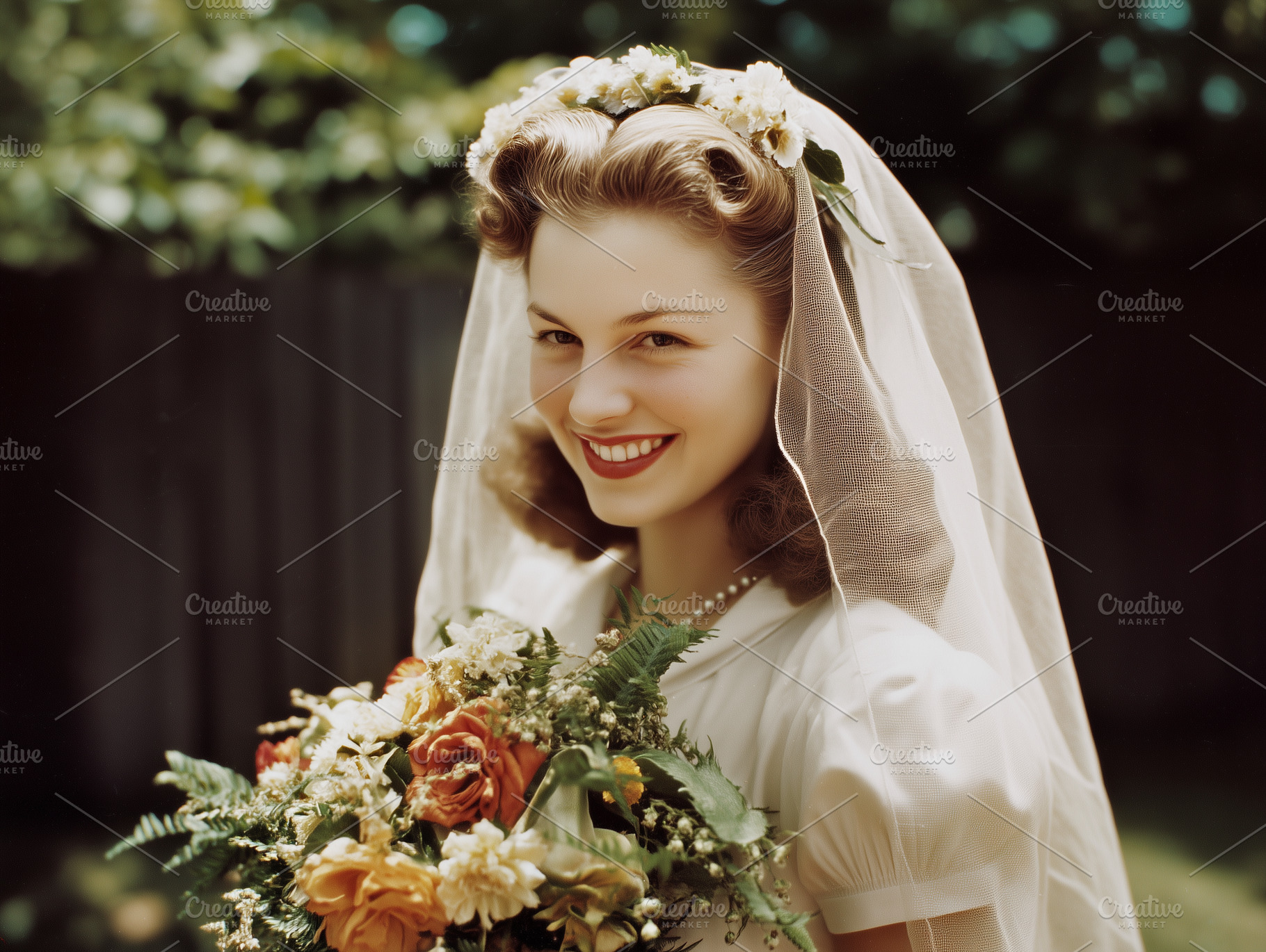 Smiling Bride 1940s Vintage Style, a Person Photo by k.tay