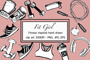 Fit Girl hand drawn clip art, a Graphic by Stylus & Bloom (Thumbnail 1 of 6)